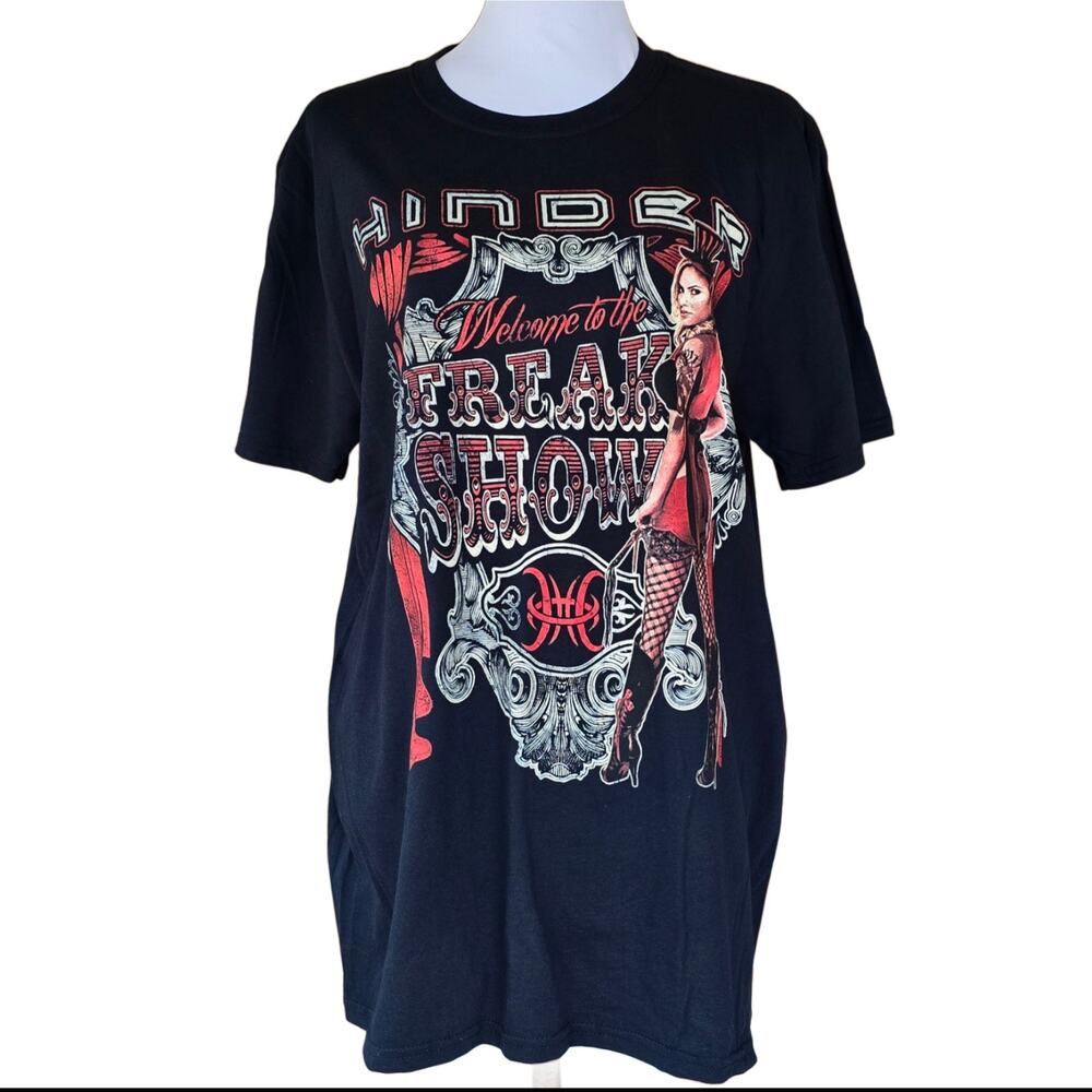 Hinder Freak Show Shirt Black Short Sleeve Tshirt Size L Band Album Cover Tour